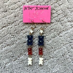Betsey Johnson Red White and Blue Bear Earrings